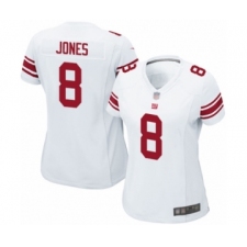 Women's New York Giants #8 Daniel Jones Game White Football Jersey