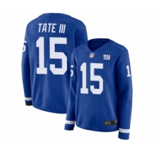 Women's New York Giants #15 Golden Tate III Limited Royal Blue Therma Long Sleeve Football Jersey