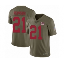 Men's New York Giants #21 Jabrill Peppers Limited Olive 2017 Salute to Service Football Jersey