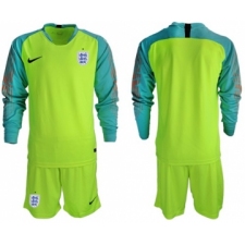 England Blank Shiny Green Goalkeeper Long Sleeves Soccer Country Jersey