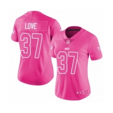 Women's New York Giants #37 Julian Love Limited Pink Rush Fashion Football Jersey