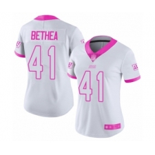 Women's New York Giants #41 Antoine Bethea Limited White Pink Rush Fashion Football Jersey