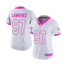 Women's New York Giants #97 Dexter Lawrence Limited White Pink Rush Fashion Football Jersey