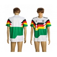 Germany Blank White Green 1990 Throwback Soccer Country Jersey