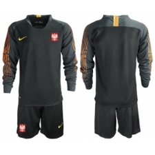 Poland Blank Black Goalkeeper Long Sleeves Soccer Country Jersey