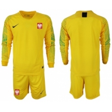 Poland Blank Yellow Goalkeeper Long Sleeves Soccer Country Jersey