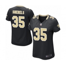 Women's New Orleans Saints #35 Marcus Sherels Game Black Team Color Football Jersey