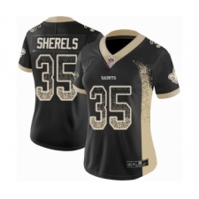 Women's New Orleans Saints #35 Marcus Sherels Limited Black Rush Drift Fashion Football Jersey
