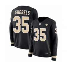 Women's New Orleans Saints #35 Marcus Sherels Limited Black Therma Long Sleeve Football Jersey