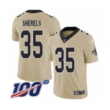Youth New Orleans Saints #35 Marcus Sherels Limited Gold Inverted Legend 100th Season Football Jersey