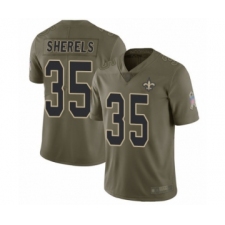 Youth New Orleans Saints #35 Marcus Sherels Limited Olive 2017 Salute to Service Football Jersey