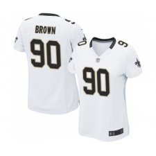 Women's New Orleans Saints #90 Malcom Brown Game White Football Jersey