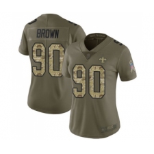 Women's New Orleans Saints #90 Malcom Brown Limited Olive Camo 2017 Salute to Service Football Jersey