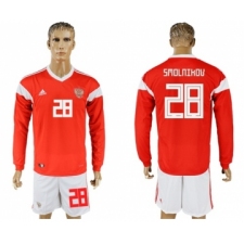 Russia #28 Smolnikov Red Home Long Sleeves Soccer Country Jersey
