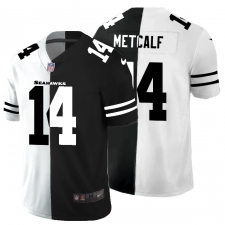 Men's Seattle Seahawks #14 D.K. Metcalf Black White Limited Split Fashion Football Jersey