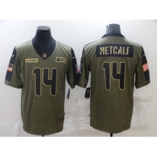 Men's Seattle Seahawks #14 D.K. Metcalf Nike Olive 2021 Salute To Service Limited Player Jersey