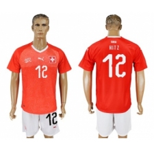 Switzerland #12 Hitz Red Home Soccer Country Jersey