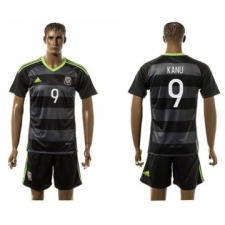 Wales #9 Kanu Black Away Soccer Club Jersey