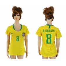 Women's Brazil #8 R.Augusto Home Soccer Country Jersey