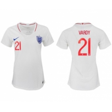 Women's England #21 Vardy Home Soccer Country Jersey