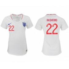 Women's England #22 Rashford Home Soccer Country Jersey