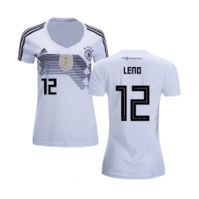 Women's Germany #12 Leno White Home Soccer Country Jersey