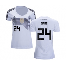 Women's Germany #24 Sane White Home Soccer Country Jersey