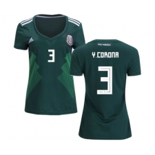 Women's Mexico #3 Y.Corona Home Soccer Country Jersey