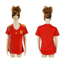 Women's Spain Blank Red Home Soccer Country Jersey