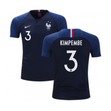 France #3 Kimpembe Home Kid Soccer Country Jersey