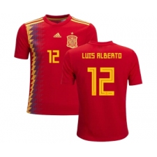 Spain #12 Luis Alberto Red Home Kid Soccer Country Jersey