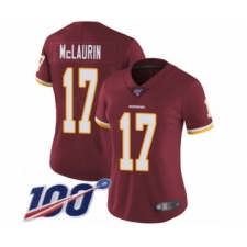 Women's Washington Redskins #17 Terry McLaurin Burgundy Red Team Color Vapor Untouchable Limited Player 100th Season Football Jersey