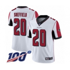 Men's Atlanta Falcons #20 Kendall Sheffield White Vapor Untouchable Limited Player 100th Season Football Jersey