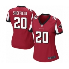Women's Atlanta Falcons #20 Kendall Sheffield Game Red Team Color Football Jersey