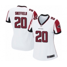 Women's Atlanta Falcons #20 Kendall Sheffield Game White Football Jersey