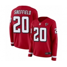 Women's Atlanta Falcons #20 Kendall Sheffield Limited Red Therma Long Sleeve Football Jersey