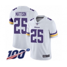 Men's Minnesota Vikings #25 Alexander Mattison White Vapor Untouchable Limited Player 100th Season Football Jersey