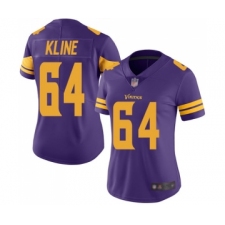 Women's Minnesota Vikings #64 Josh Kline Limited Purple Rush Vapor Untouchable Football Jersey