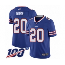 Men's Buffalo Bills #20 Frank Gore Royal Blue Team Color Vapor Untouchable Limited Player 100th Season Football Jersey
