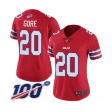 Women's Buffalo Bills #20 Frank Gore Limited Red Rush Vapor Untouchable 100th Season Football Jersey