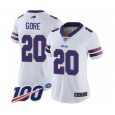 Women's Buffalo Bills #20 Frank Gore White Vapor Untouchable Limited Player 100th Season Football Jersey