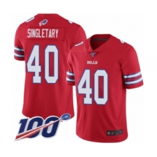 Men's Buffalo Bills #40 Devin Singletary Limited Red Rush Vapor Untouchable 100th Season Football Jersey