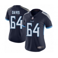 Women's Tennessee Titans #64 Nate Davis Navy Blue Team Color Vapor Untouchable Limited Player Football Jersey