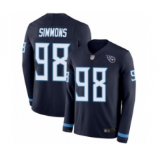 Men's Tennessee Titans #98 Jeffery Simmons Limited Navy Blue Therma Long Sleeve Football Jersey