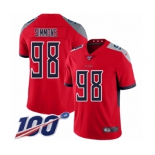 Men's Tennessee Titans #98 Jeffery Simmons Limited Red Inverted Legend 100th Season Football Jersey