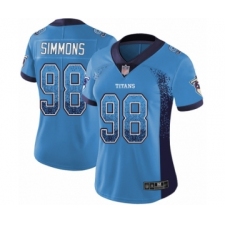 Women's Tennessee Titans #98 Jeffery Simmons Limited Blue Rush Drift Fashion Football Jersey