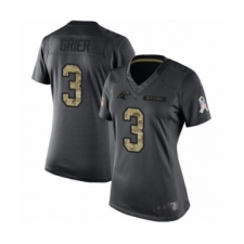 Women's Carolina Panthers #3 Will Grier Limited Black 2016 Salute to Service Football Jersey