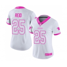 Women's Carolina Panthers #25 Eric Reid Limited White Pink Rush Fashion Football Jersey