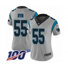Women's Carolina Panthers #55 Bruce Irvin Silver Inverted Legend Limited 100th Season Football Jersey