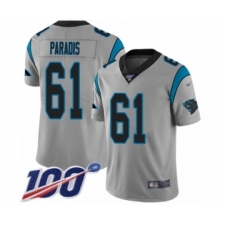 Men's Carolina Panthers #61 Matt Paradis Silver Inverted Legend Limited 100th Season Football Jersey